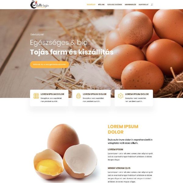 HelloTojás - tojásfarm weboldal