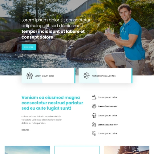 Medence tisztítás – Weboldal terv Divi-hez