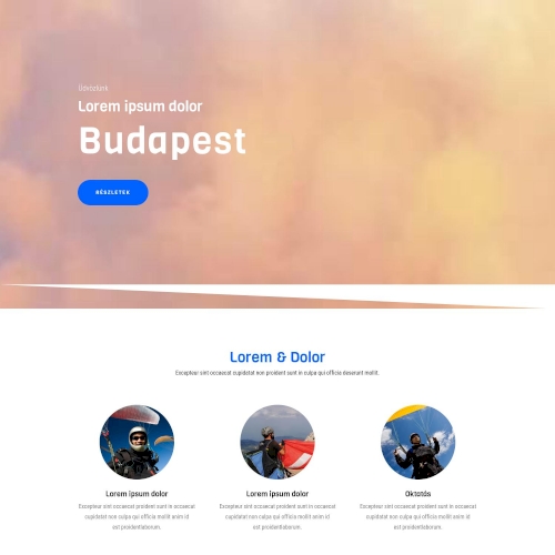 Siklóernyőzés – Weboldal terv Divi-hez